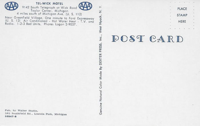 Tel-Wick Motel - Old Postcard (newer photo)